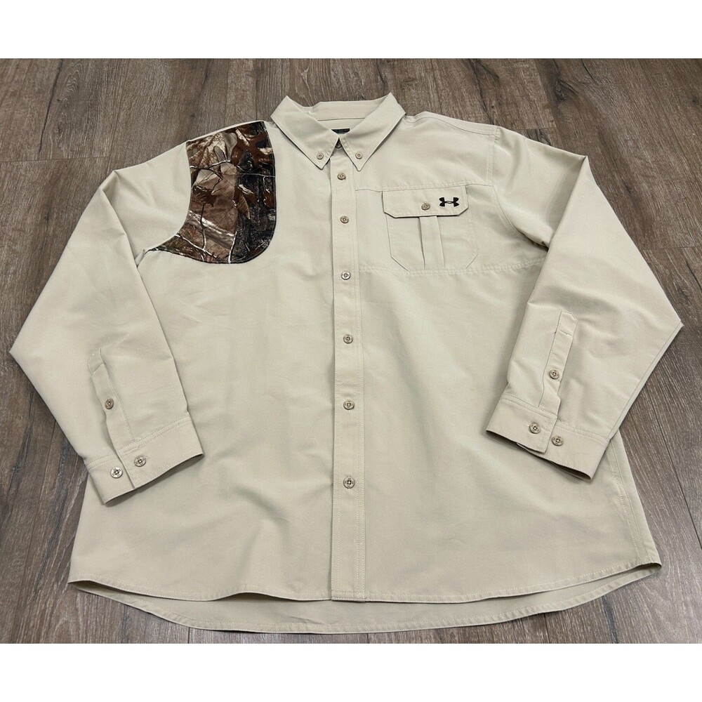 Under Armour Shooting Shirt Mens 2XL  Camo Patch Long Sleeve Hunting 207276